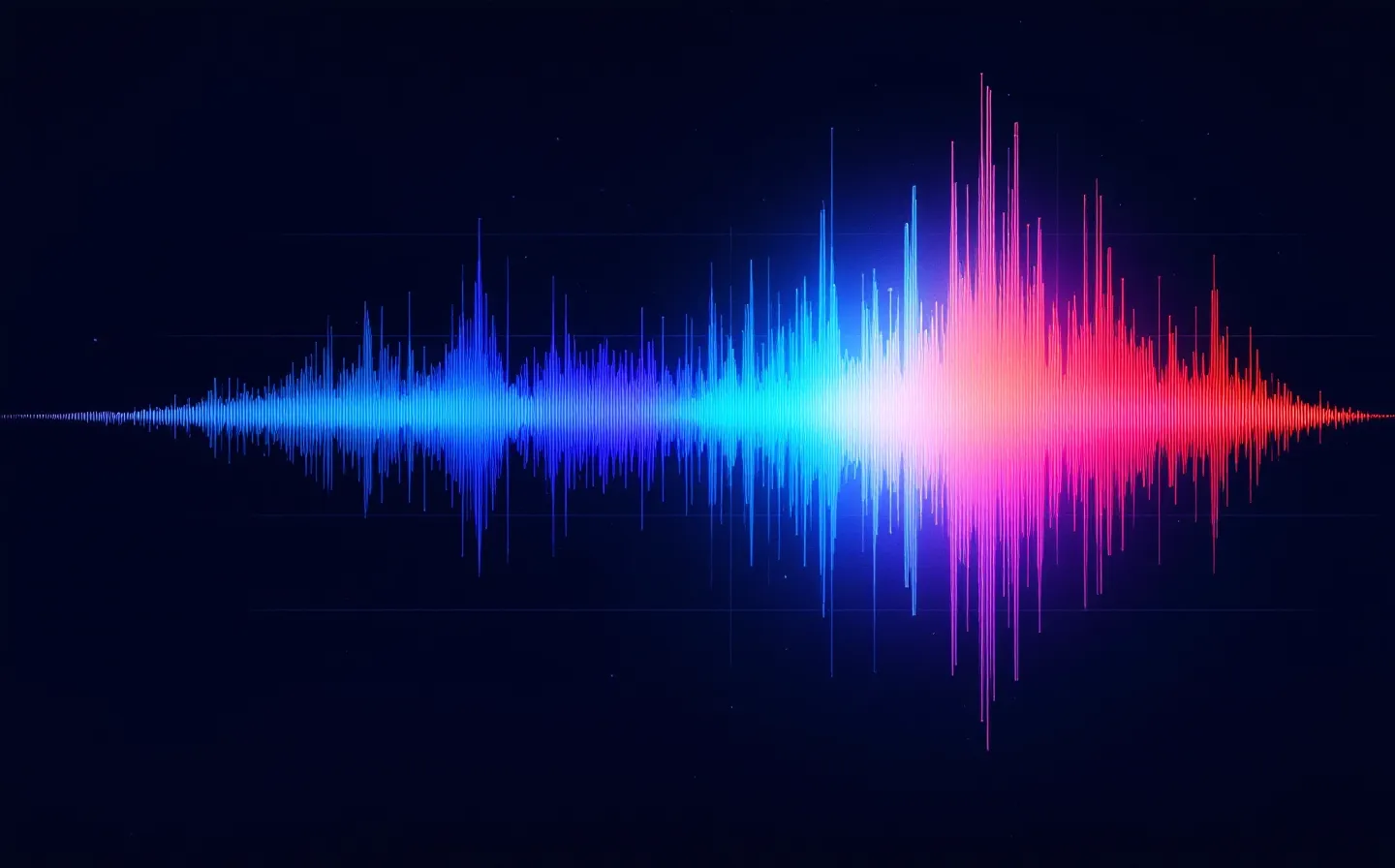 Spectral two-band schematic — a bright azure brain-signal waveform active and a dimmed blood-flow band inactive, converging on an abstract receptor node, on a deep cool ink ground